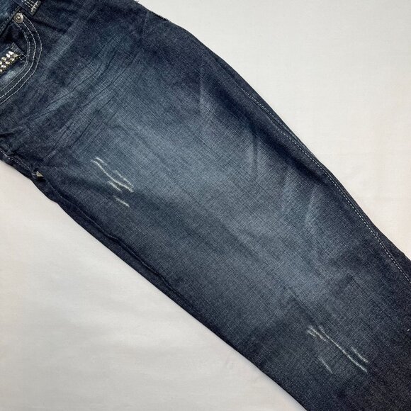 Guess Jeans Women Size 32 Daredevil Skinny Leg Dark Blue Wash Embellished - Picture 3 of 16